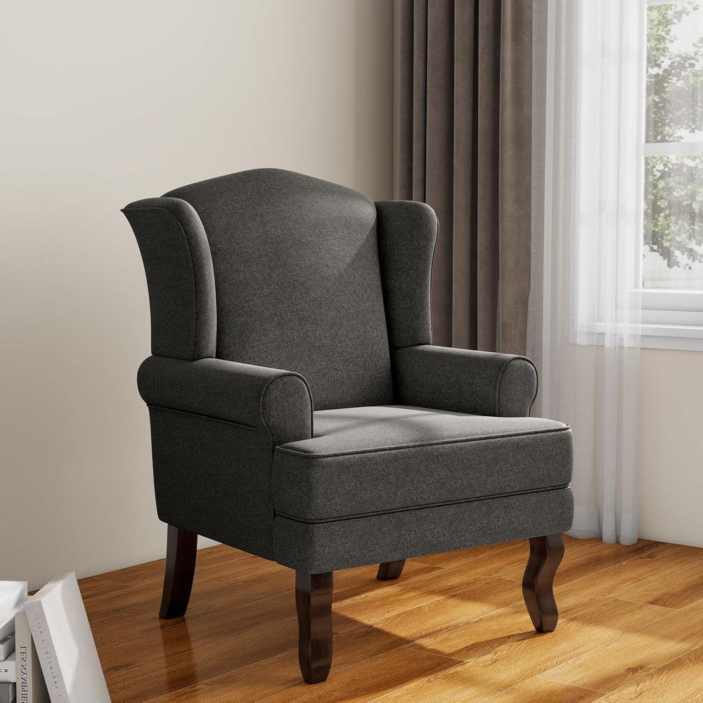 Lumibee High Back Accent Chair, Comfy Armchair with Solid Wood Legs for Livin...
