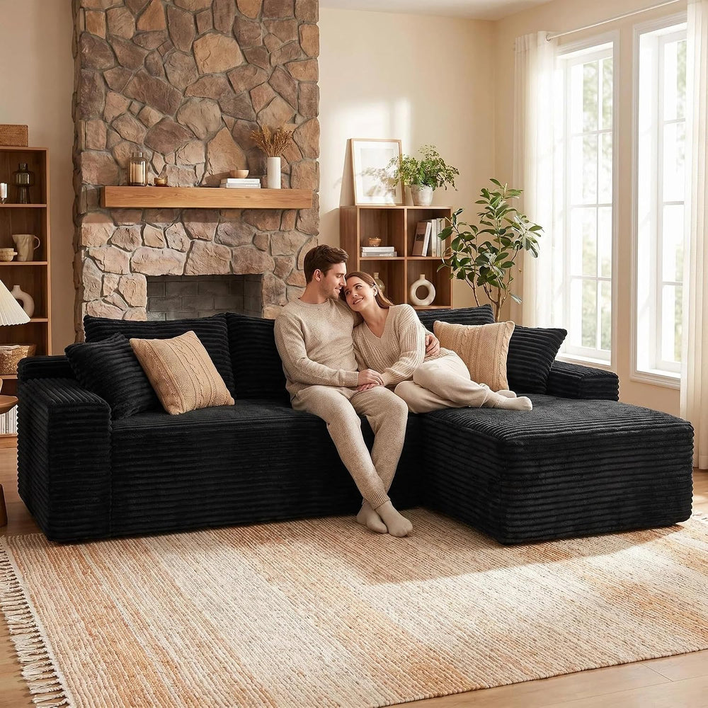 95" L-Shaped Cloud Sectional Couch, Right Facing Modular Compressed Sect...