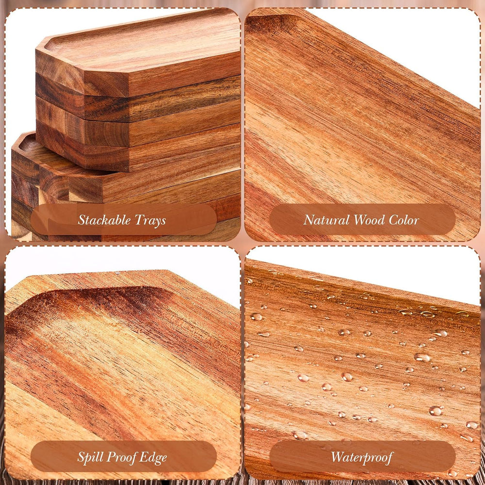Geetery 12 Pcs 10"/12" Acacia Wooden Serving Trays for Coffee Table...