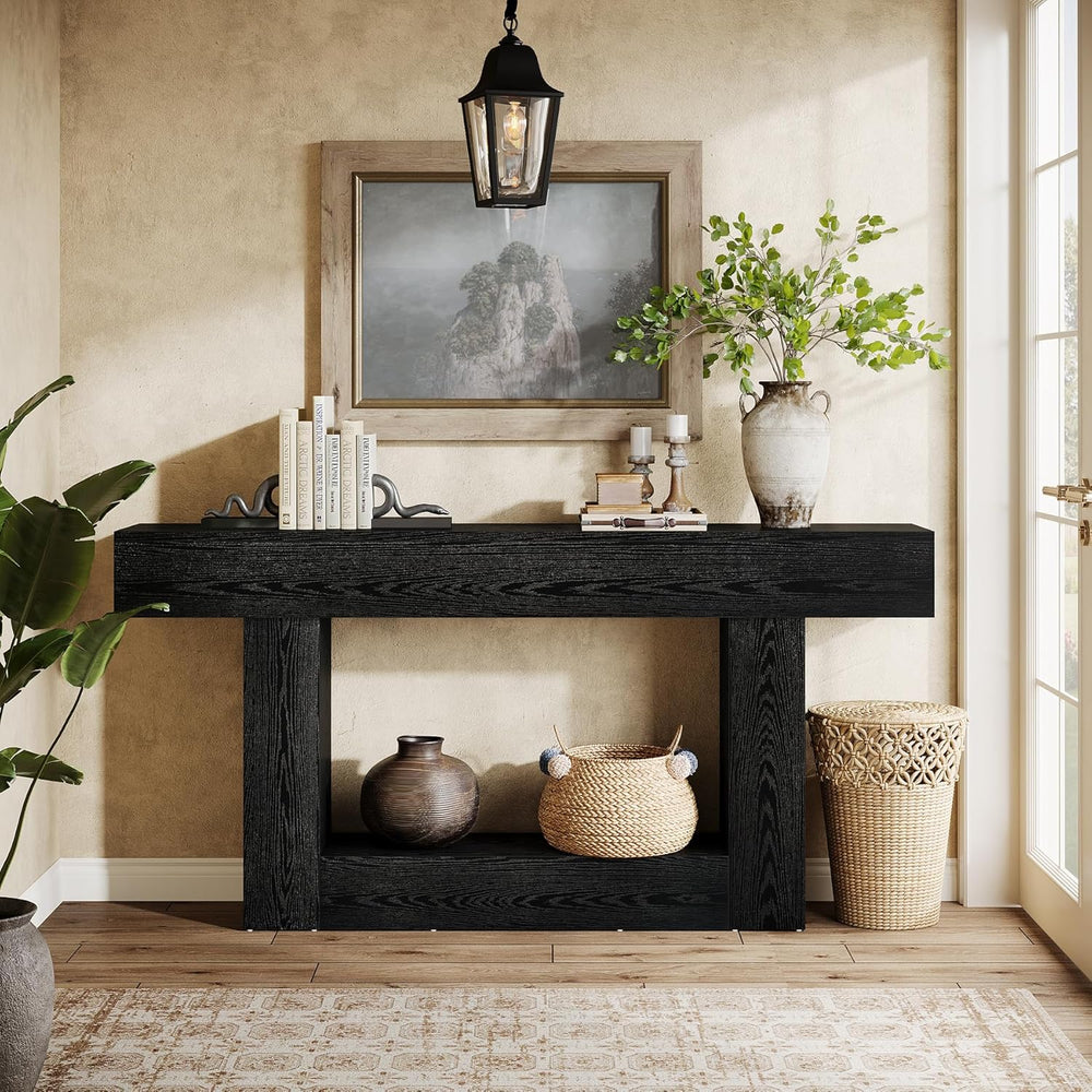 Tribesigns 63-Inch Long Console Table, 2-Tier Entryway Table Sofa Table with ...