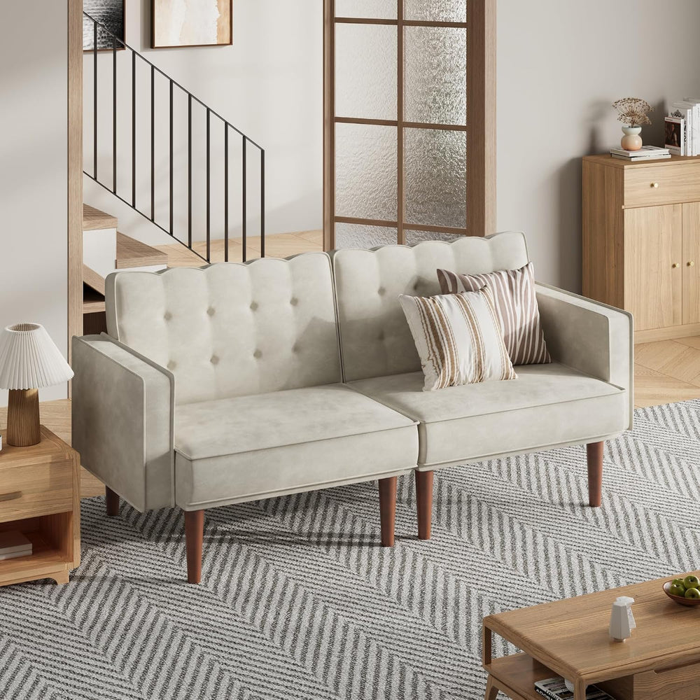 Furnify 71" Velvet Futon Sofa Bed, Versatile Loveseat Couch, Sleeper Sof...