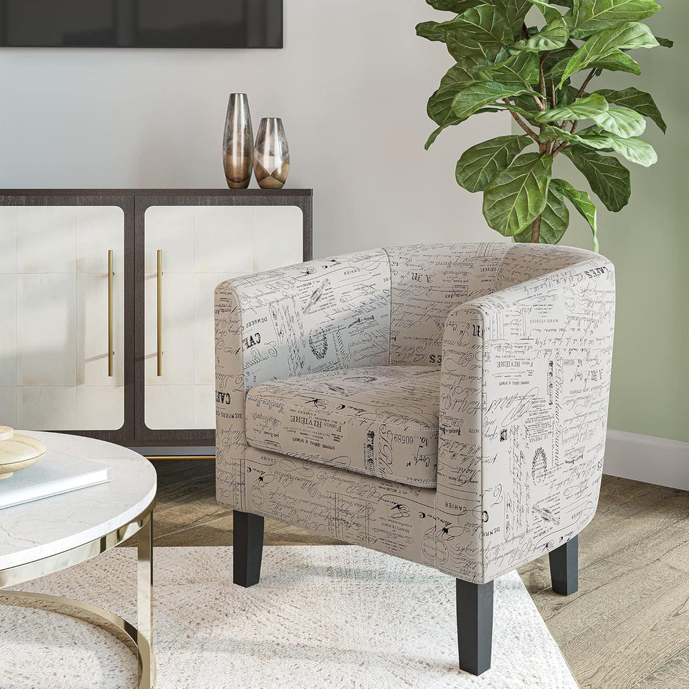 BELLEZE Accent Barrel Chair, Linen Round Chair Club Tub Sofa Corner Chair wit...