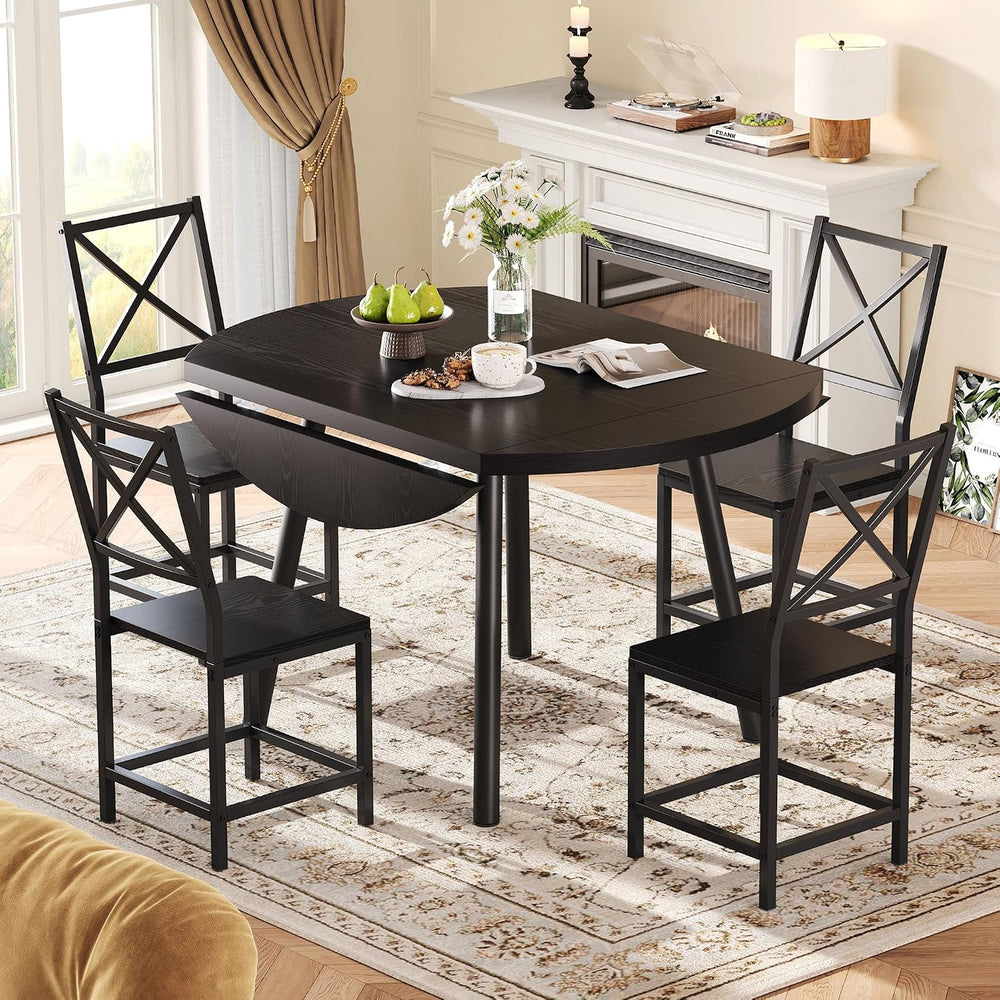 IRONCK Dining Table Set for 4, Round Kitchen Table and 4 Stool Chair for Dini...