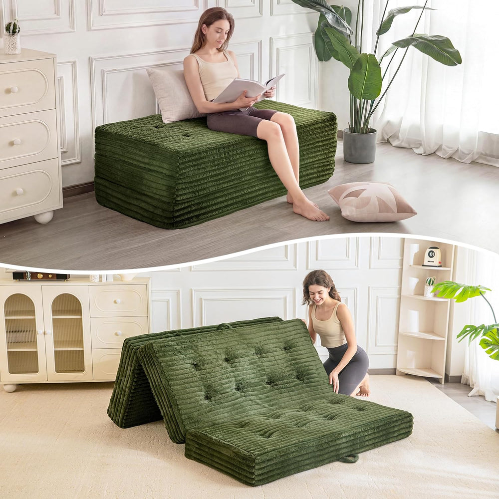 MAXYOYO Floor Sofa Couch, 6 Inch Tri-Fold Floor Sofa Bed, Folding Mattress wi...
