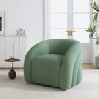 Boucle Swivel Barrel Accent Chair, No Assembly, Green, Set of 2 | Armchair Design, Boucle Fabric, Solid Wood Frame & 360° Metal Swivel Base, For Living Room, Bedroom, Reading & Waiting Room