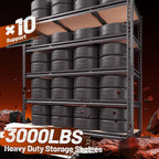 REIBII 48.2" W Garage Shelving, Storage Shelves Load 3000LBS, Adjustable Garage Shelving Heavy Duty for Pantry, Basement, Warehouse, 48.2" W X 71.9" H X 24" D, Black
