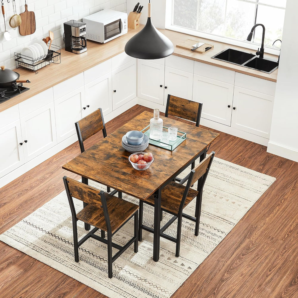 VASAGLE Extendable Dining Table Set for 2 with 2 Chairs, 33.3-47.3 Inches | D...