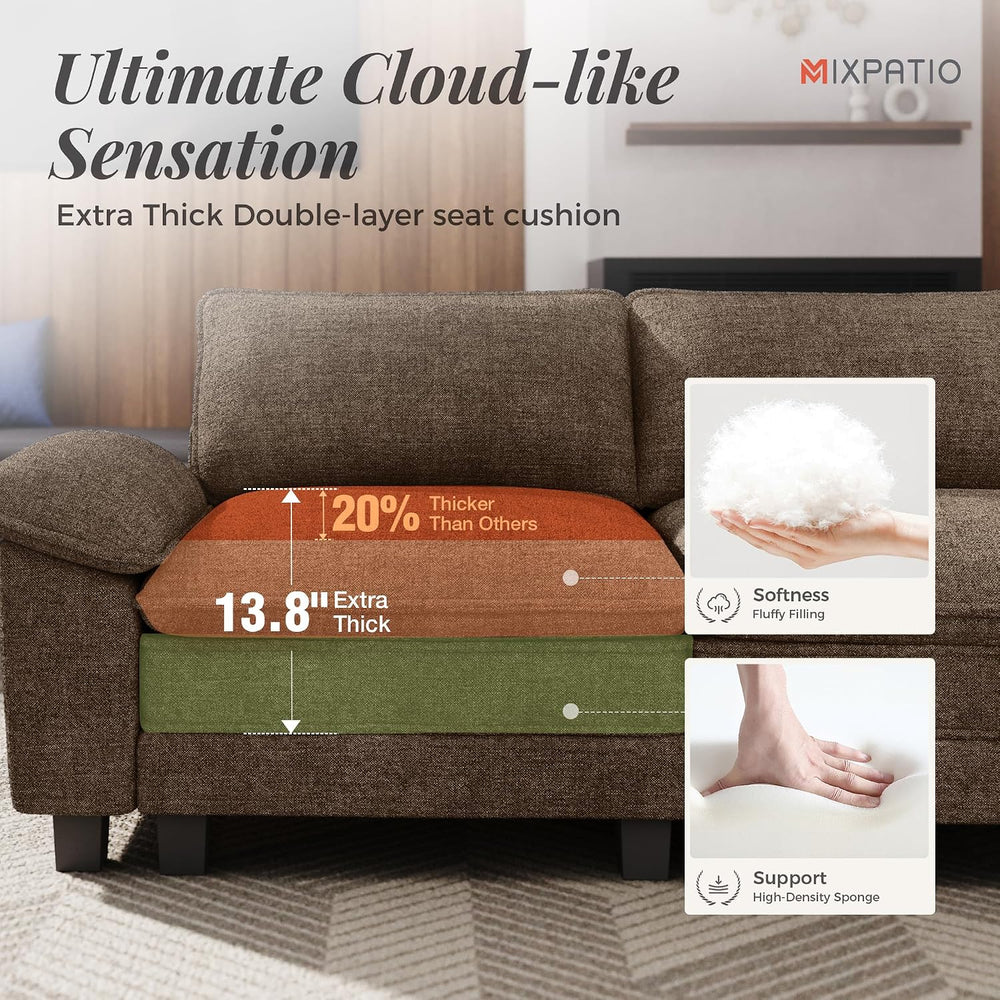 MIXPATIO 124" 4-Seat L Shaped Modular Sectional Sofa,Chenille Taupe | Mo...
