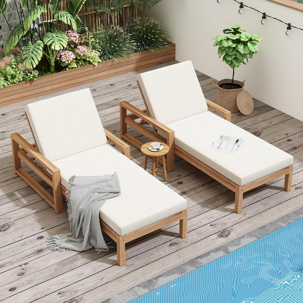 Think 30Lounge Chair Set of 2, Patio Sun Tanning Chair, Outdoor Chaise Lounge...