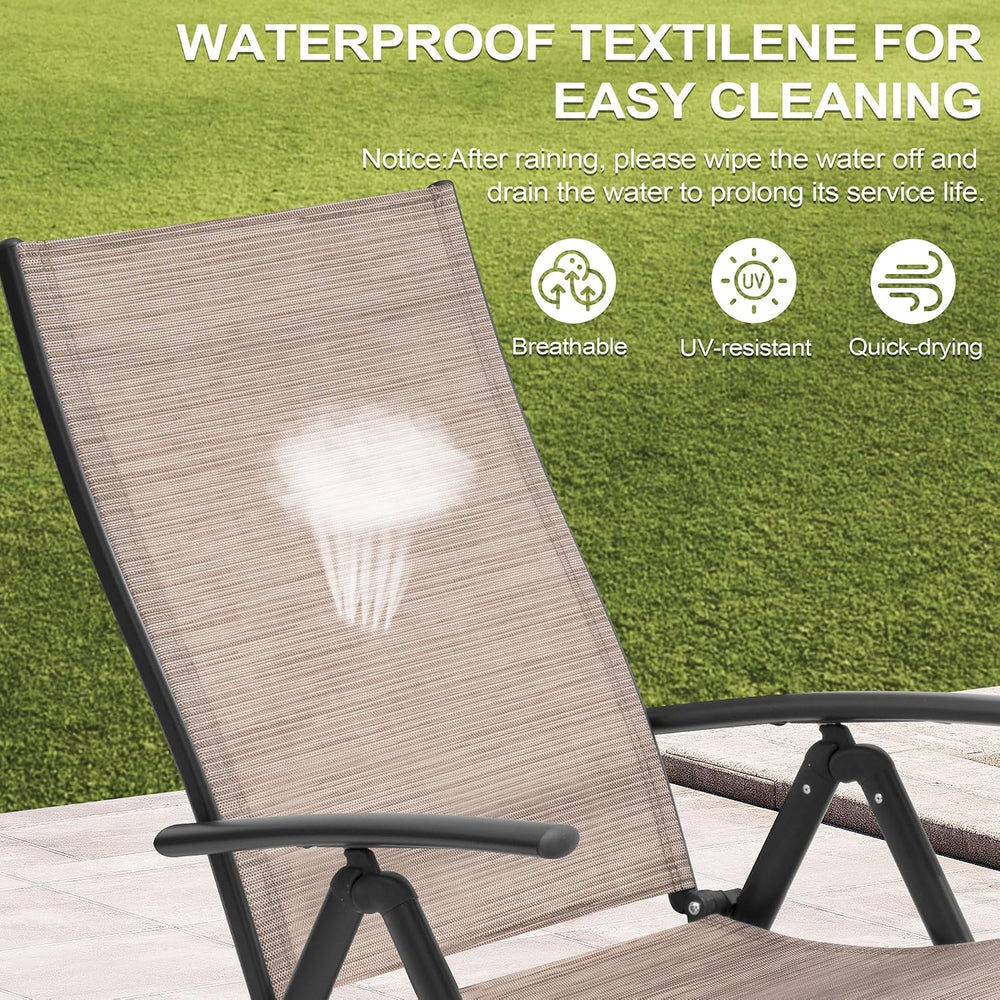 Lounge Chair Outdoor, Folding Pool Chaise Chairs Set of 3 (Espresso)