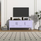 3 Door Lockable Metal TV Stand Storage Cabinet, Wide Heavy Duty Media Console for Large 100+ Inch TVs, Home Office Entertainment Center, Purple 22" H X 47.3" W X 13.8" D