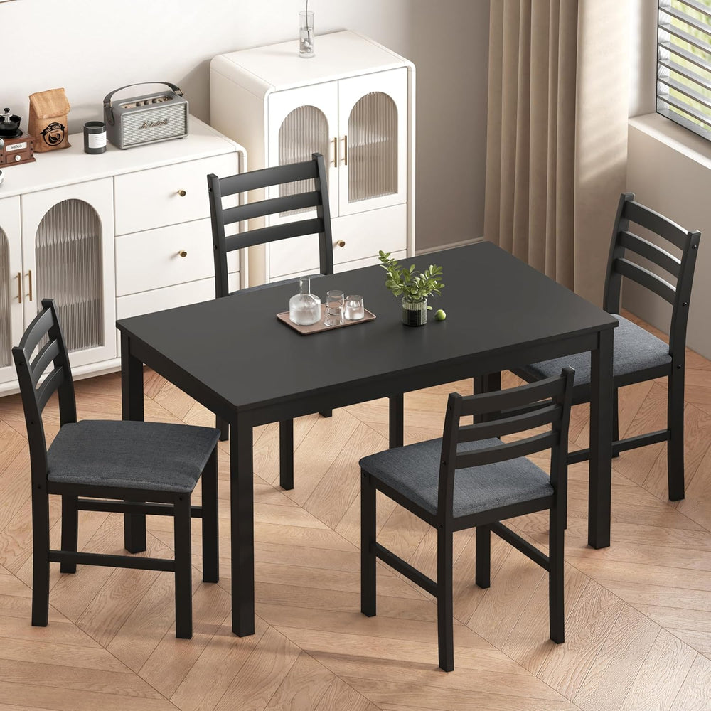 WiberWi Dining Table Set for 4, Solid Wood Kitchen Table and Chairs Set of 4,...