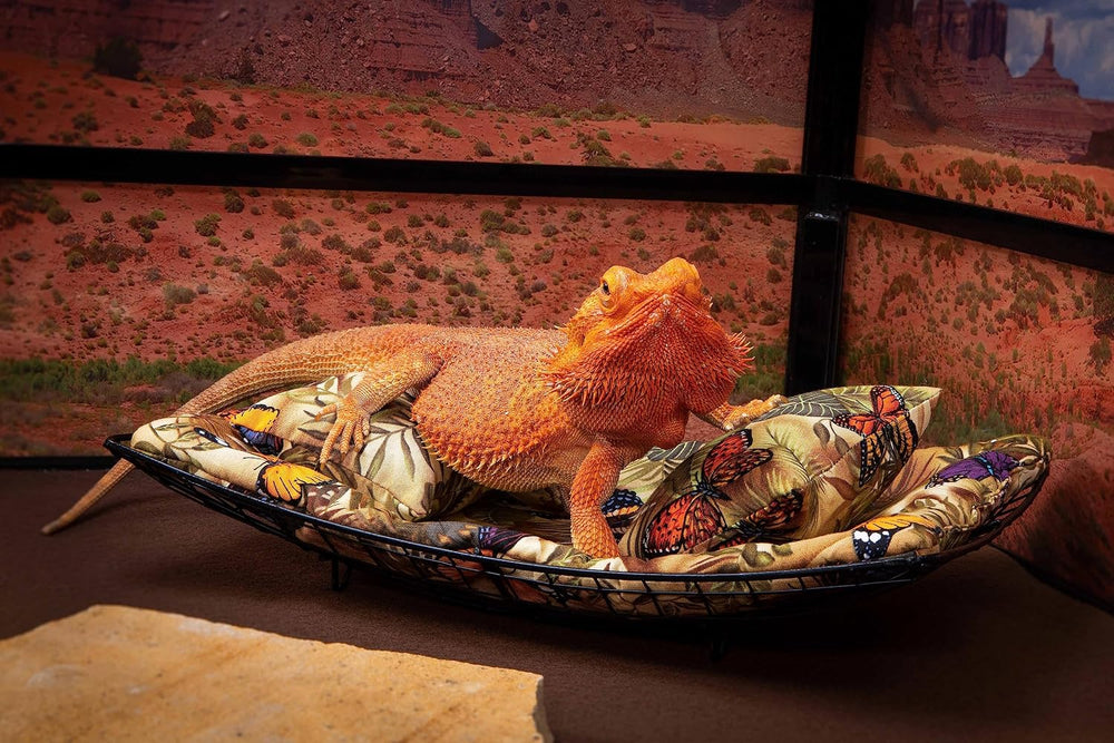 Chaise Lounge for Bearded Dragons, Butterflies and Leaves Fabric