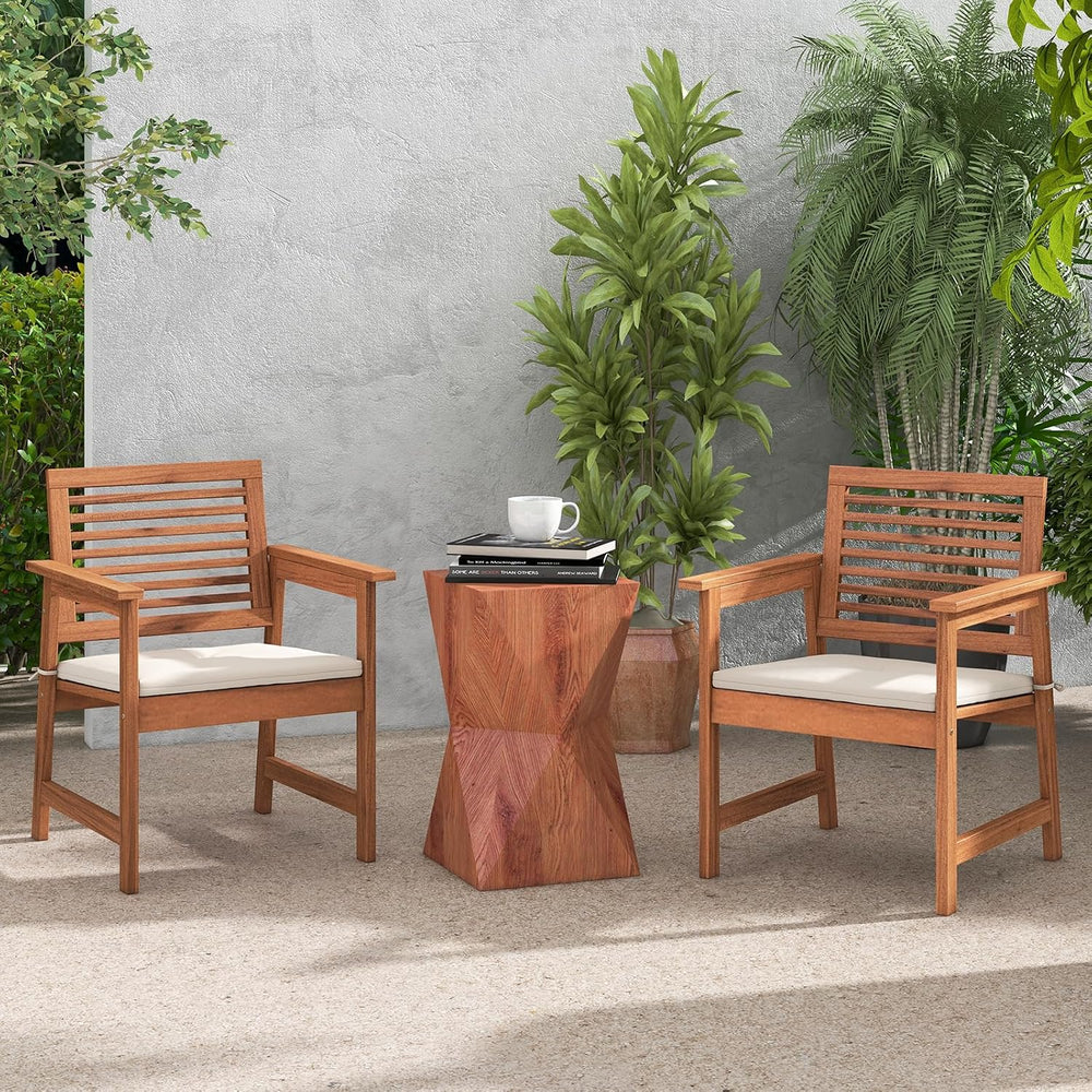 Tangkula Outdoor Dining Chairs Set of 2, Heavy Duty Slatted Wood Patio Chairs...