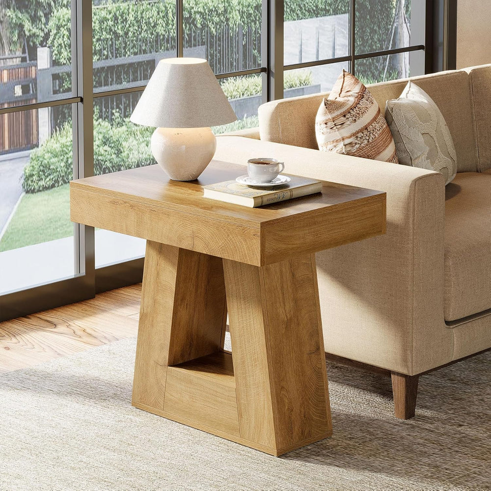 Tribesigns 24" Modern Side Table, 2-Tier Narrow Wooden End Table with Tr...