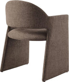 Modway Talia Upholstered Fabric Dining Armchair in Mocha - Modern Curved Dining Chair with Open-Back - Living Room Barrel Lounge Chair - Single Upholstered Accent Chair with Arms