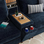 Cloud Couch Sectional, 6 Seater with Console, Chenille in Navy Blue | Detachable and Washable Cover, Sectional Sofas for Living Room, Deep Seat Wide Couch with Chaise, Storage Ottoman