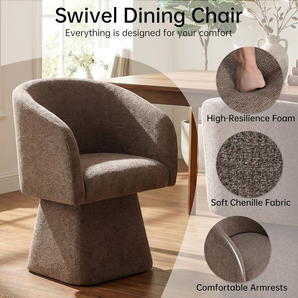 VKNOW Upholstered Swivel Dining Chairs Set of 2 with Barrel Back and Arm | Mo...
