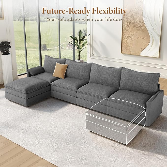 Vesgantti 142" Cloud Couch Sectional Modular Sofa, Comfy Sectional Couch...