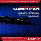 Olsa Tools 1/4-Inch Drive Aluminum Socket Organizer with Locking End Caps | Professional Quality Socket Holder (BLACK)