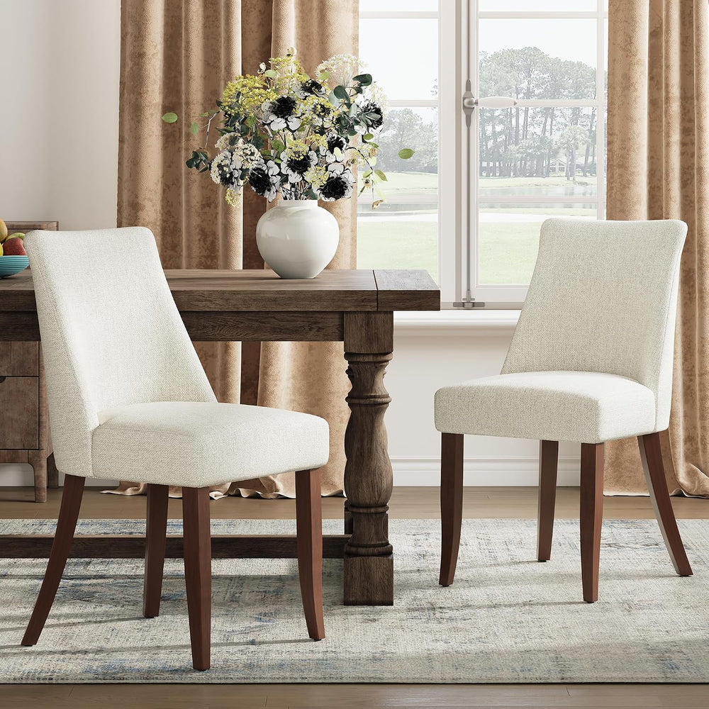 COLAMY Upholstered Dining Chairs Set of 2, Mid Century Modern Kitchen Chairs ...