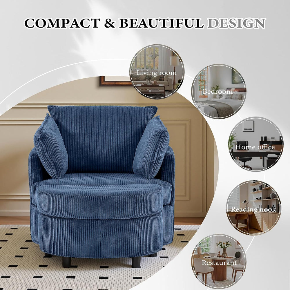 Vanity Accent Chair Swivel Living Room Chairs Curve Back Reading Chair with A...