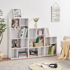 VECELO 3-Cube Small Bookshelf, Modern Bookcases with Shelves Height Up to 12.8 Inches, Suit for Common Size Textbook, Vertical or Horizontal, Cubby Storage Organizer,Pearl White