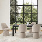 Swivel Dining Chairs Set of 4, Upholstered Mid Century Modern Deskchair with Round Back, Linen Fabric Kitchen Chairs for Dining Room, Bedroom, Dressing Room, Khaki