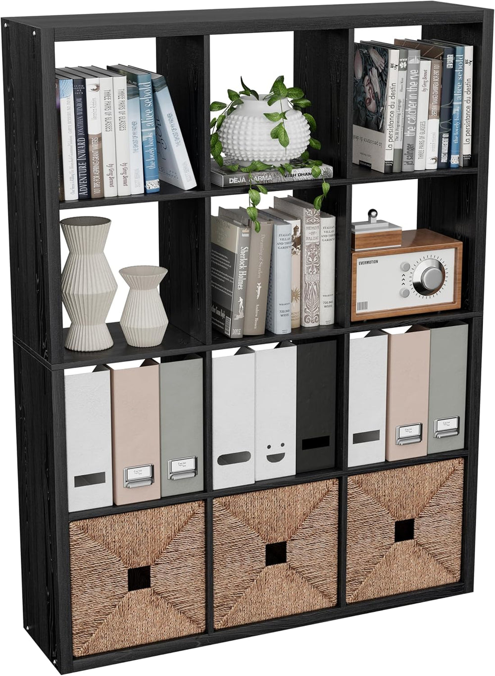 Cube Storage Organizer Bookcase, Decorative 11 inch Open Back Cubical Shelf w...