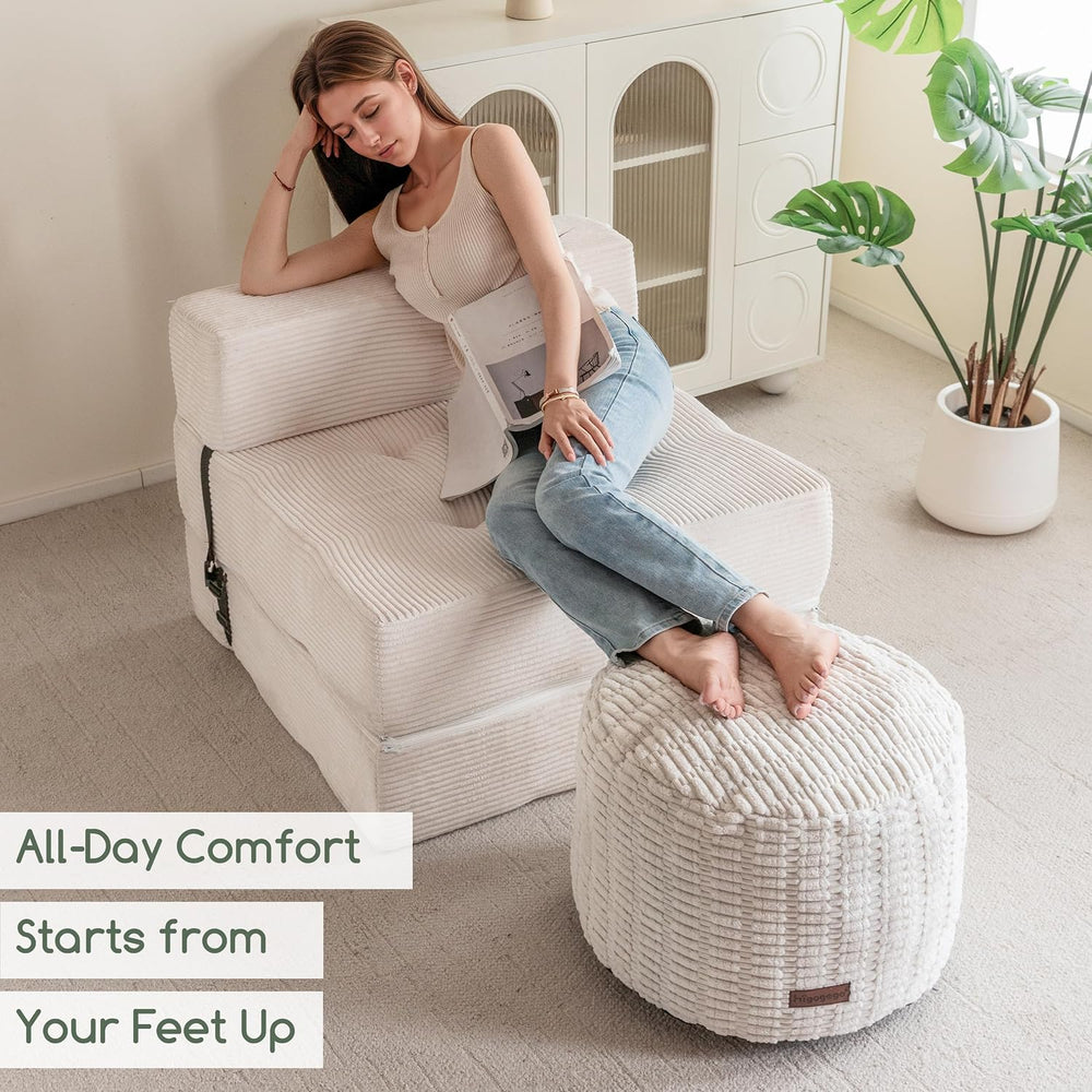 HIGOGOGO Pouf Ottoman Stuffed Round Modern Foam Filled Foot Rest Poufs for Li...