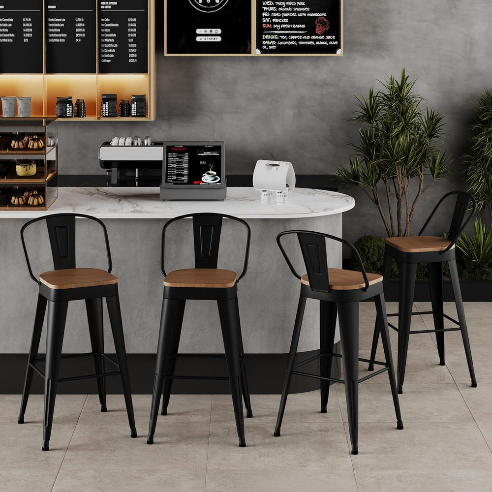 Aklaus Metal Bar Stools Set of 4,30 inch Barstools Bar Height Bar Stool with ...