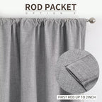 Joydeco 100% Total Blackout Curtains Custom Size for Bedroom Living Room Darkening Long Textured Drapes Thermal Insulated Back Tab & Rod Pocket 1 Panel(Light Grey,Custom Size)