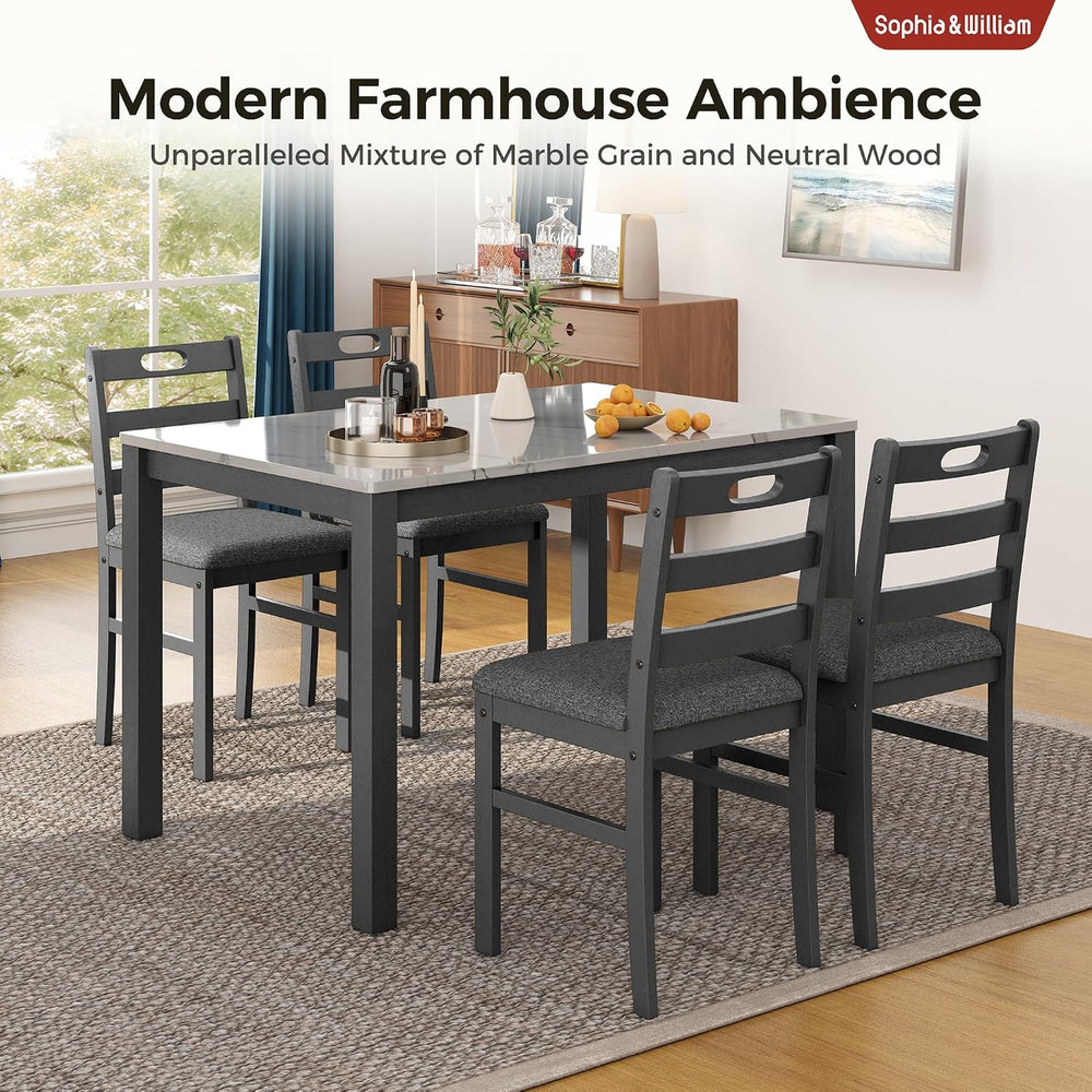 Sophia & William Marble Design Kitchen Table and Chairs, Dining Table Set