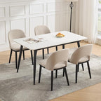 Wooden Dining Chairs Set of 4,Modern Fabric Upholstered Dining Room Chair, Large Dining Room Kitchen Chairs with High Back and Deep Seat, Farmhouse Dinner Chair for Kitchen,Restaurant,Cafe,Beige