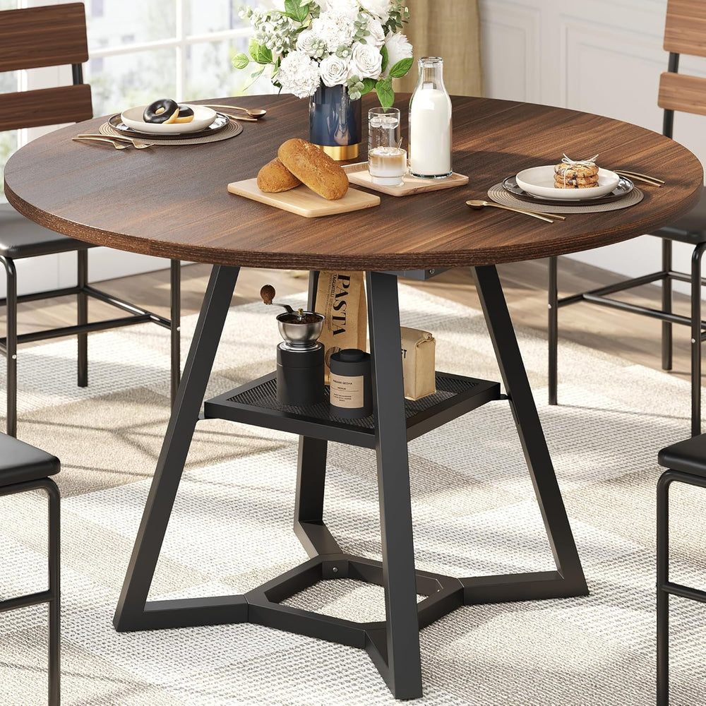 knoworld Round Dining Table for 4, Kitchen Tables Dining Room Circle Dinner T...
