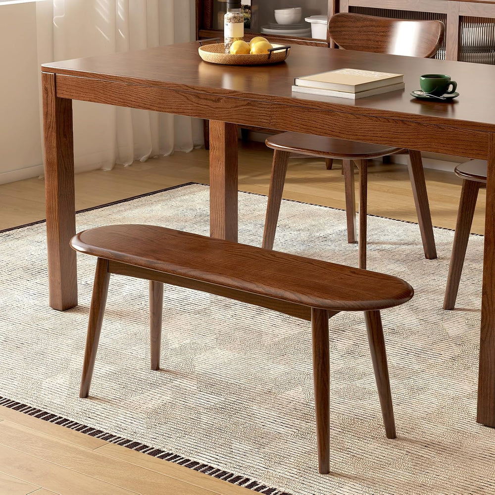 100% Solid Oak Wood Dining Bench, 39.5'' Entryway Bench Ottoman with ...