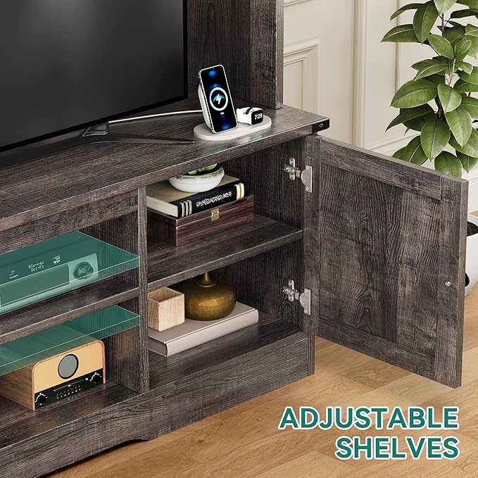 YITAHOME Wall Unit Entertainment Center for 65 Inch TV, 73" Tall TV Console with Power Outlet, Adjustable Shelf & Flip-Up Compartments, Large Media Stand for Living Room, Rustic Oak