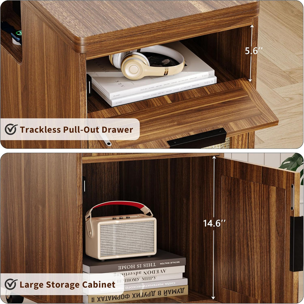 iPormis End Table with Charging Station, 15.7''-31.5'' Narrow...
