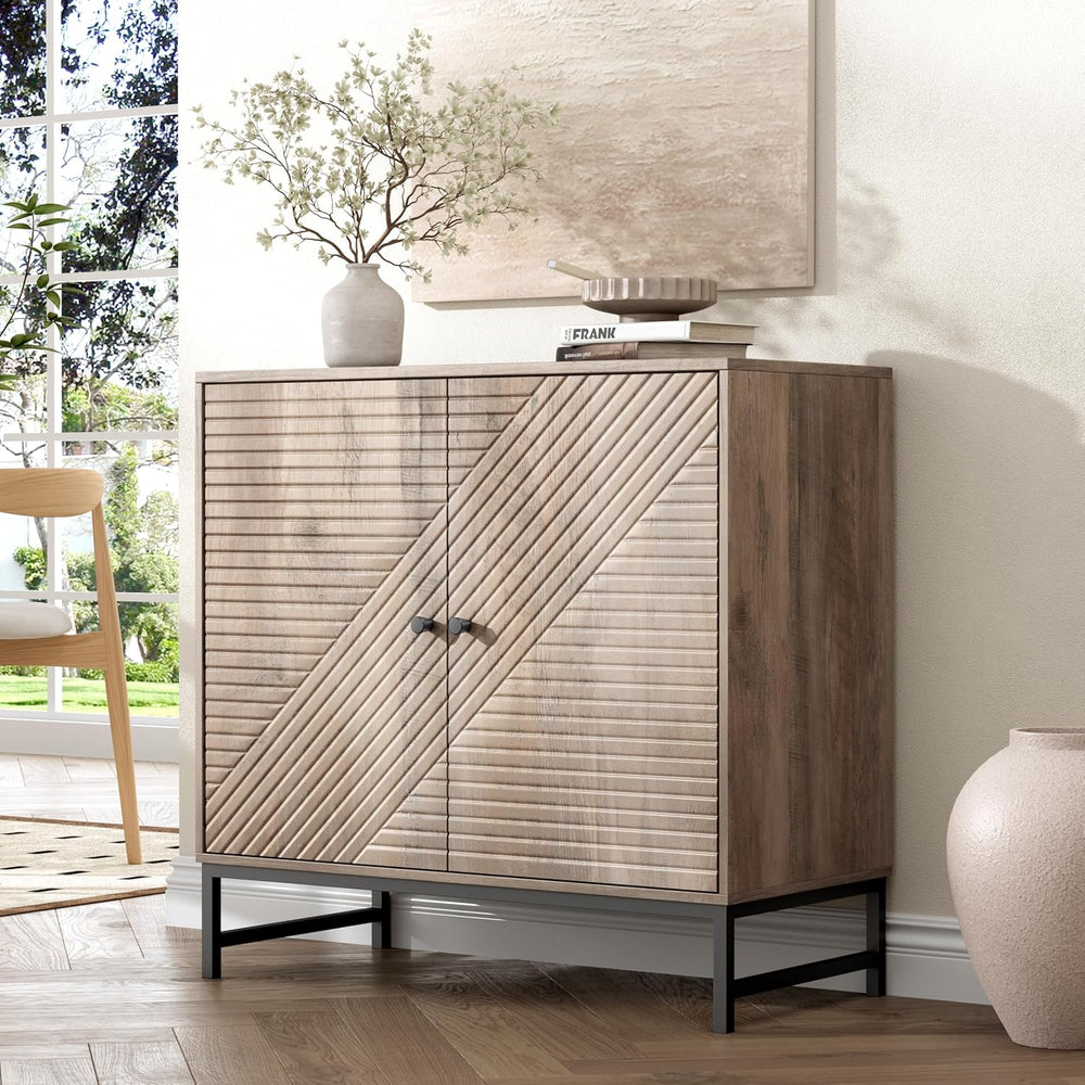 Storage Cabinet with Doors and Adjustable Shelf, Sideboard Buffet Cabinet wit...