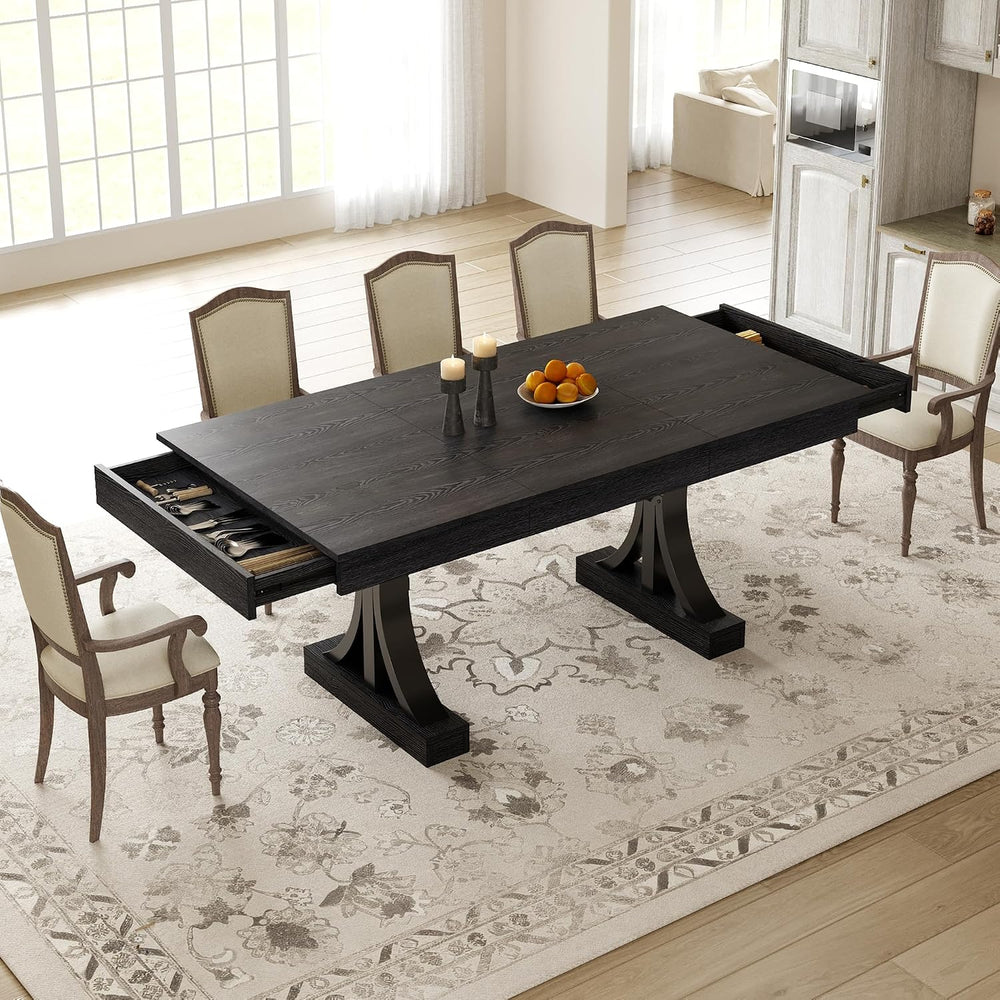 GarveeHome Dining Table for 6-8 with 2 Drawers,71-Inch Industrial Dining Tabl...
