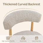 VKNOW Wooden Dining Chairs Set of 4, Modern Upholstered Dining Room Chairs with Rubberwood Legs and Curved Backrest, Fabric Kitchen Chairs for Farmhouse/Living Room/Dining Room, Brown