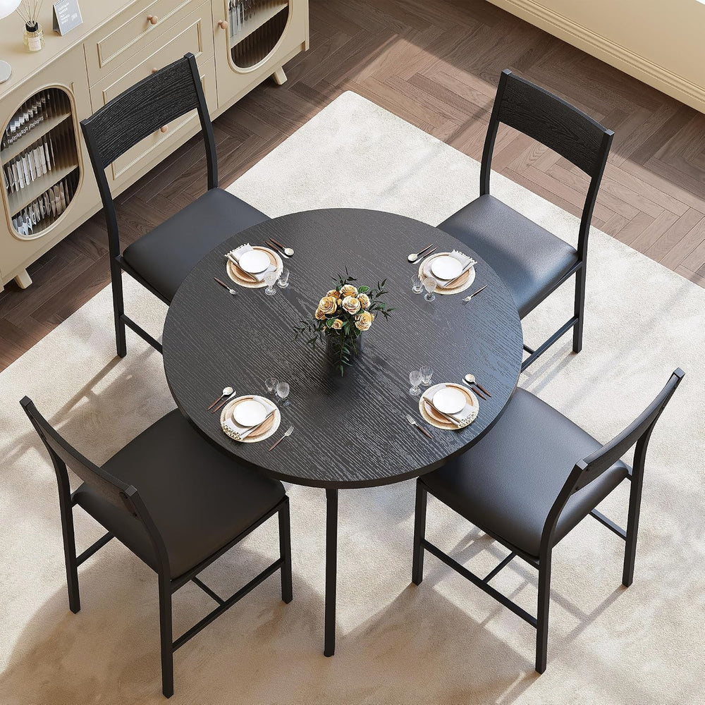 Pamapic Round Dining Table Set for 4, Kitchen Table and Chairs for 4, Dining ...
