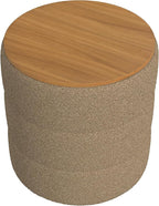 HomePop Channel Storage Ottoman with Wood Top - Brown Boucle