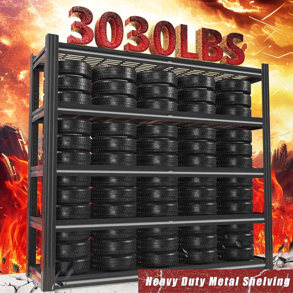 48" W x 72" H x 24" D Garage Shelving Heavy Duty,5 Tier Adjustable Metal Shelves Storage Rack,3030 LBS Large Industrial Shelving Unit for Basement,Warehouse,Garage Organization
