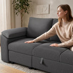 108 Inch Sectional Sleeper Sofa Bed with Pull Out Couch, U Shaped 7 Seat Cloud Modular Sectional Sofa with Storage, Corduroy Sectional Couches for Living Room, Removable Sofa Cover, Dark Grey