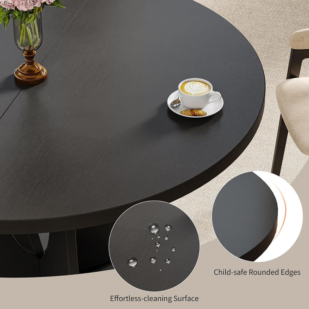 iPormis 47 Inch Round Dining Table for 4-6 People, Wooden Dining Room Table w...