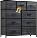 DWVO Dresser with 9 Drawers - Fabric Storage Tower, Organizer Unit for Living Room, Hallway - Sturdy Steel Frame, Wooden Top & Easy Pull Fabric Bins