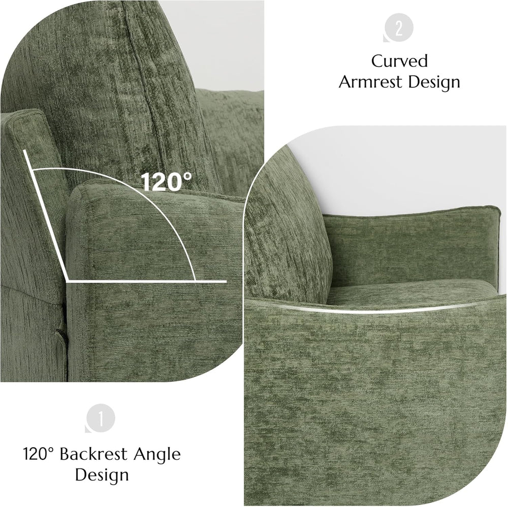 Elegant Oversized Accent Chair for Living Room, 42.1", Chenille, Green |...