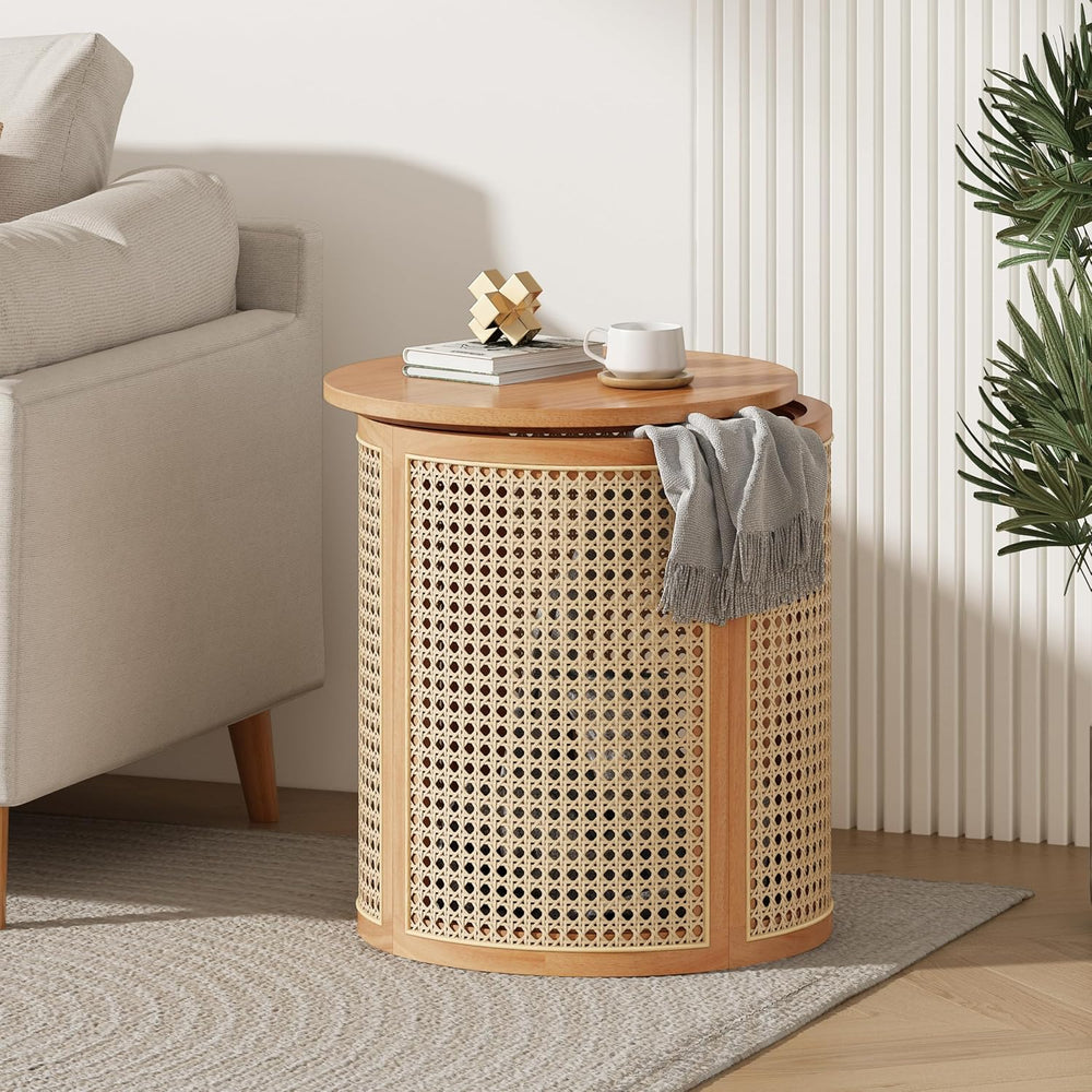 Christopher Knight Home Aurl 15.70" Round End Table, Hollow Woven Side T...