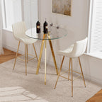 Round Bar Table, 37.4" High Pub Table, 31" Small Cocktail Table with Metal Base & Glass Top, for Small Spaces, Bistro Pub, Cafe(Gold)